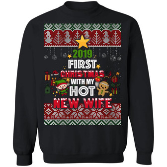 2019 First Christmas With My Hot New Wife 2019 Hoodie Sweat Graphic Design Printed Casual Daily Basic Sweatshirt - Thegiftio UK