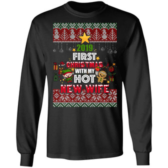 2019 First Christmas With My Hot New Wife 2019 Hoodie Sweat Graphic Design Printed Casual Daily Basic Unisex Long Sleeve - Thegiftio UK