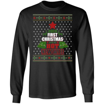 2019 First Christmas With My Hot New Wife Ugly Hoodie Graphic Design Printed Casual Daily Basic Unisex Long Sleeve - Thegiftio UK