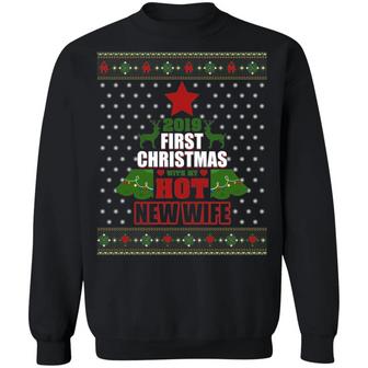 2019 First Christmas With My Hot New Wife Ugly Hoodie Graphic Design Printed Casual Daily Basic Sweatshirt - Thegiftio UK