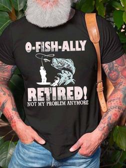Men Fishing Retired Not My Problem Letters T-shirt - Seseable