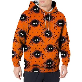 Men's Unisex Pullover Hoodie Halloween Sweatshirt Graphic Prints Spider Print Daily Sports 3d Print Casual Streetwear Hoodies Sweatshirts Orange - Seseable
