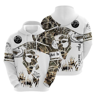 Men's Unisex Pullover Hoodie Sweatshirt Hooded Hunter Graphic Prints Fish Print Daily Sports 3d Print Streetwear Designer Hoodies Sweatshirts Long Sleeve White - Seseable