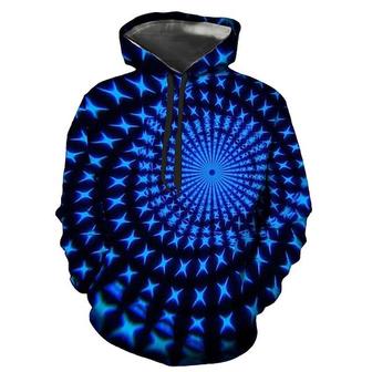 Men's Unisex Pullover Hoodie Sweatshirt Optical Illusion Graphic Prints Print Christmas Sports & Outdoor Daily 3d Print Basic Casual Hoodies Sweatshirts Blue - Seseable