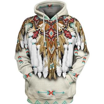 Men's Unisex Pullover Hoodie Sweatshirt Tribal Graphic Prints Print Sports & Outdoor Daily Sports 3d Print Basic Ethnic Hoodies Sweatshirts White - Seseable
