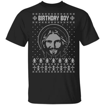 Birthday Boy Jesus Funny Ugly Christmas Sweater Design Christian Xmas Graphic Design Printed Casual Daily Basic Unisex T-Shirt - Thegiftio UK