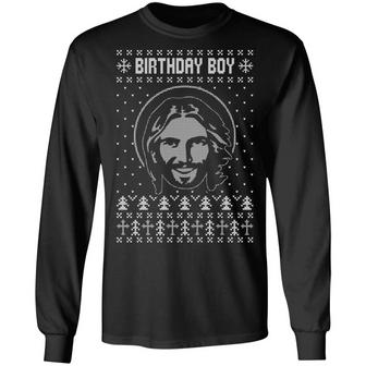 Birthday Boy Jesus Funny Ugly Christmas Sweater Design Christian Xmas Sweat Graphic Design Printed Casual Daily Basic Unisex Long Sleeve - Thegiftio UK