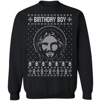 Birthday Boy Jesus Funny Ugly Christmas Sweater Design Christian Xmas Sweat Graphic Design Printed Casual Daily Basic Sweatshirt - Thegiftio UK
