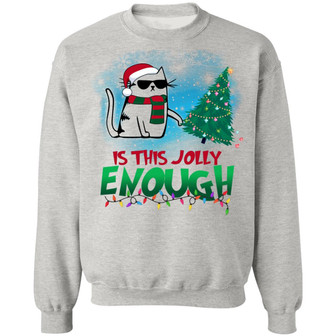 Black Cat Meowy Christmas Is This Jolly Enough Hoodie Sweat Graphic Design Printed Casual Daily Basic Sweatshirt - Thegiftio