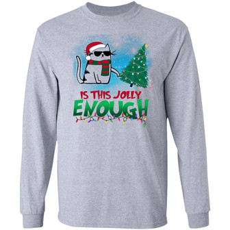 Black Cat Meowy Christmas Is This Jolly Enough Hoodie Sweat Graphic Design Printed Casual Daily Basic Unisex Long Sleeve - Thegiftio UK