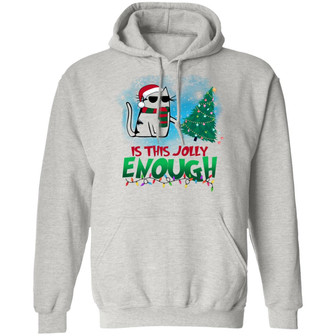 Black Cat Meowy Christmas Is This Jolly Enough Hoodie Sweat Graphic Design Printed Casual Daily Basic Hoodie - Thegiftio UK