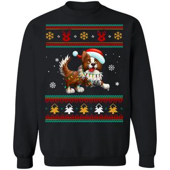 Border Collie Christmas Lights Tree Ugly Sweater Funny Xmas Gift Tee For Dog Lovers Graphic Design Printed Casual Daily Basic Sweatshirt - Thegiftio UK