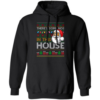 Christmas Santa There’S Some Hos In This House Hoodie Graphic Design Printed Casual Daily Basic Hoodie - Thegiftio UK