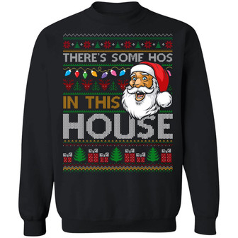 Christmas Santa There’S Some Hos In This House Hoodie Graphic Design Printed Casual Daily Basic Sweatshirt - Thegiftio UK