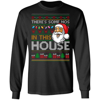 Christmas Santa There’S Some Hos In This House Hoodie Graphic Design Printed Casual Daily Basic Unisex Long Sleeve - Thegiftio UK