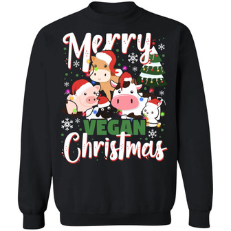 Cute Animals Merry Vegan Christmas Hoodie Graphic Design Printed Casual Daily Basic Sweatshirt - Thegiftio UK