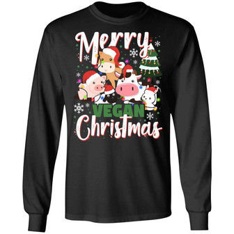 Cute Animals Merry Vegan Christmas Hoodie Graphic Design Printed Casual Daily Basic Unisex Long Sleeve - Thegiftio
