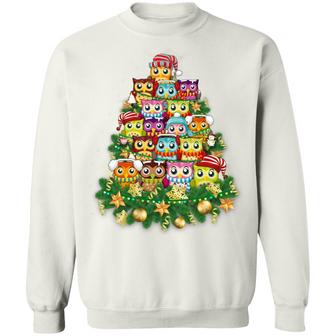 Cute Owl Christmas Tree Hoodie Graphic Design Printed Casual Daily Basic Sweatshirt - Thegiftio UK