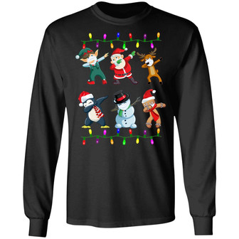 Dabbing Santa Elf Buddy With Friends Funny Christmas Gift Ugly Christmas Sweater Long Sleeve Graphic Design Printed Casual Daily Basic Unisex Long Sleeve - Thegiftio UK