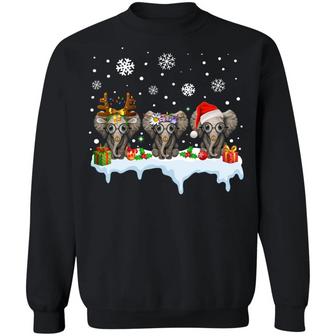 Elephant Christmas Hippie Hoodie Graphic Design Printed Casual Daily Basic Sweatshirt - Thegiftio UK