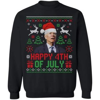 Funny Happy 4Th Of July Joe Biden Ugly Christmas Graphic Design Printed Casual Daily Basic Sweatshirt - Thegiftio UK