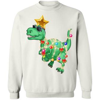 Funny Tree Rex Dinosaur Christmas Hoodie Graphic Design Printed Casual Daily Basic Sweatshirt - Thegiftio UK