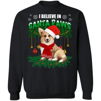Funny Xmas Corgi Dog I Believe In Santa Paws Christmas Hoodie Graphic Design Printed Casual Daily Basic Sweatshirt - Thegiftio UK