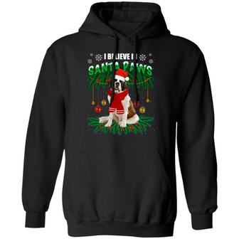 Funny Xmas St Bernard Dog I Believe In Santa Paws Christmas Hoodie Graphic Design Printed Casual Daily Basic Hoodie - Thegiftio UK
