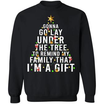 Gonna Go Lay Under The Tree To Remind My Family That I’M A Gift Christmas Red Hoodie Graphic Design Printed Casual Daily Basic Sweatshirt - Thegiftio UK