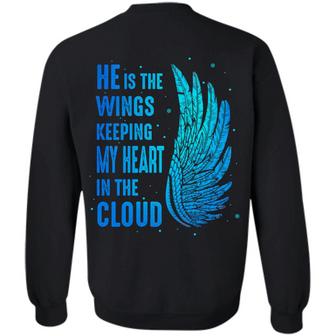He Is The Wings Keeping My Heart In The Cloud Print On Back Hoodie Graphic Design Printed Casual Daily Basic Sweatshirt - Thegiftio UK