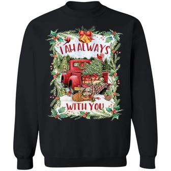 I Am Always With You Red Truck Christmas Tree And Cardinal Hoodie Graphic Design Printed Casual Daily Basic Sweatshirt - Thegiftio UK