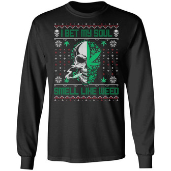 I Bet My Soul Smell Like Weed Skull Loves Ugly Christmas Hoodie Graphic Design Printed Casual Daily Basic Unisex Long Sleeve - Thegiftio UK