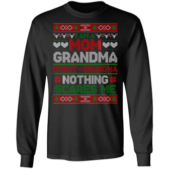 I’M A Mom Grandma Great Grandma Nothing Scares Me Christmas Hoodie Graphic Design Printed Casual Daily Basic Unisex Long Sleeve - Thegiftio UK