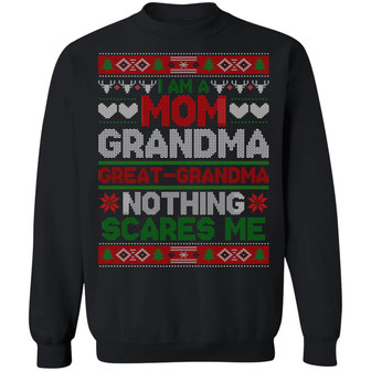 I’M A Mom Grandma Great Grandma Nothing Scares Me Christmas Hoodie Graphic Design Printed Casual Daily Basic Sweatshirt - Thegiftio UK