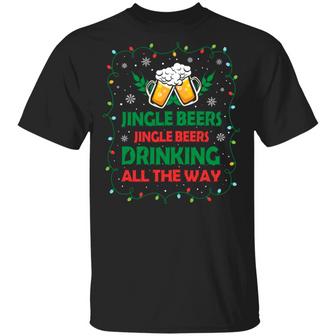 Jingle Beers Jingle Beers Drinking All The Way Christmas Graphic Design Printed Casual Daily Basic Unisex T-Shirt - Thegiftio UK