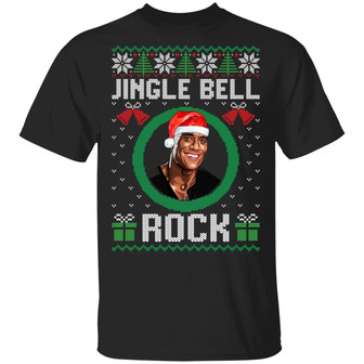 Jingle Bell Jingle Bell Jingle Bell Rock Funny The Rock Ugly Christmas Sweater Style Graphic Design Printed Casual Daily Basic Unisex T-Shirt - Thegiftio UK