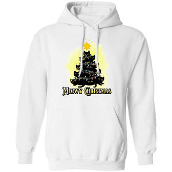 Meowy Christmas Cats Merry Christmas Tree Funny Cat Holiday Hoodie Graphic Design Printed Casual Daily Basic Hoodie - Thegiftio UK
