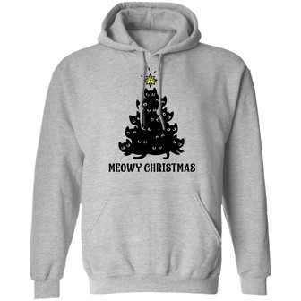Meowy Christmas Funny Cat Lover Christmas Gift Hoodie Graphic Design Printed Casual Daily Basic Hoodie - Thegiftio UK
