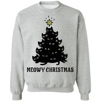 Meowy Christmas Funny Cat Lover Christmas Gift Hoodie Graphic Design Printed Casual Daily Basic Sweatshirt - Thegiftio UK