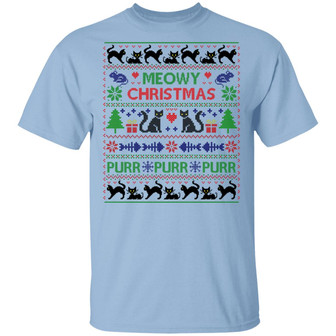 Meowy Christmas Funny Purr Cats T Graphic Design Printed Casual Daily Basic Unisex T-Shirt - Thegiftio UK