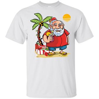Merry Christmas In July Funny Santa Claus With Cocktail Summer Hawaiian Tee Graphic Design Printed Casual Daily Basic Unisex T-Shirt - Thegiftio UK