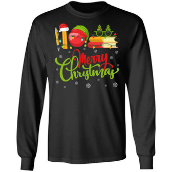 Merry Christmas Teachers Apple Red Hoodie Graphic Design Printed Casual Daily Basic Unisex Long Sleeve - Thegiftio UK