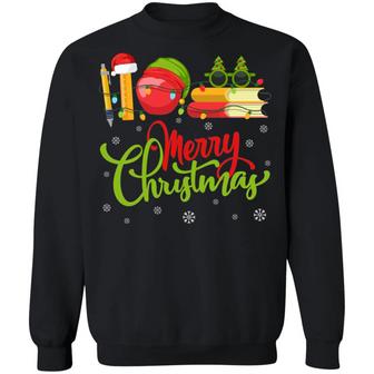 Merry Christmas Teachers Apple Red Hoodie Graphic Design Printed Casual Daily Basic Sweatshirt - Thegiftio UK
