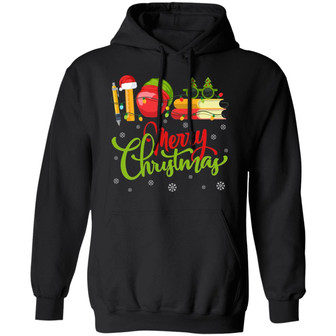 Merry Christmas Teachers Apple Red Hoodie Graphic Design Printed Casual Daily Basic Hoodie - Thegiftio UK