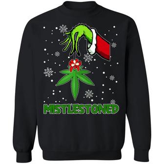 Mistlestoned Green Hand Weed Christmas Gift Marijuana Hoodie Graphic Design Printed Casual Daily Basic Sweatshirt - Thegiftio UK