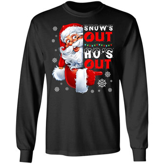 Snow’S Out Ho’S Out Funny Santa Claus Christmas Hoodie Graphic Design Printed Casual Daily Basic Unisex Long Sleeve - Thegiftio UK
