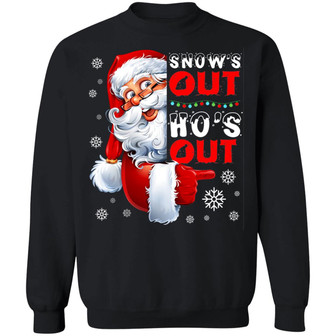 Snow’S Out Ho’S Out Funny Santa Claus Christmas Hoodie Graphic Design Printed Casual Daily Basic Sweatshirt - Thegiftio UK