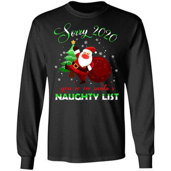 Sorry 2020 You’Re On Santa’S Naughty List Funny Santa Mask Quarantine Ugly Christmas Sweater Long Sleeve Graphic Design Printed Casual Daily Basic Unisex Long Sleeve - Thegiftio UK
