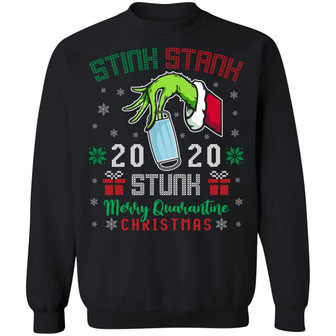 Stink Stank Stunk 2020 Merry Quarantine Christmas Funny Ugly Christmas Hoodie Graphic Design Printed Casual Daily Basic Sweatshirt - Thegiftio UK