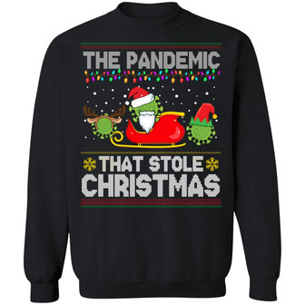 The Pandemic That Stole Christmas Funny Quarantine Christmas 2020 Ugly Christmas Style Hoodie Graphic Design Printed Casual Daily Basic Sweatshirt - Thegiftio UK